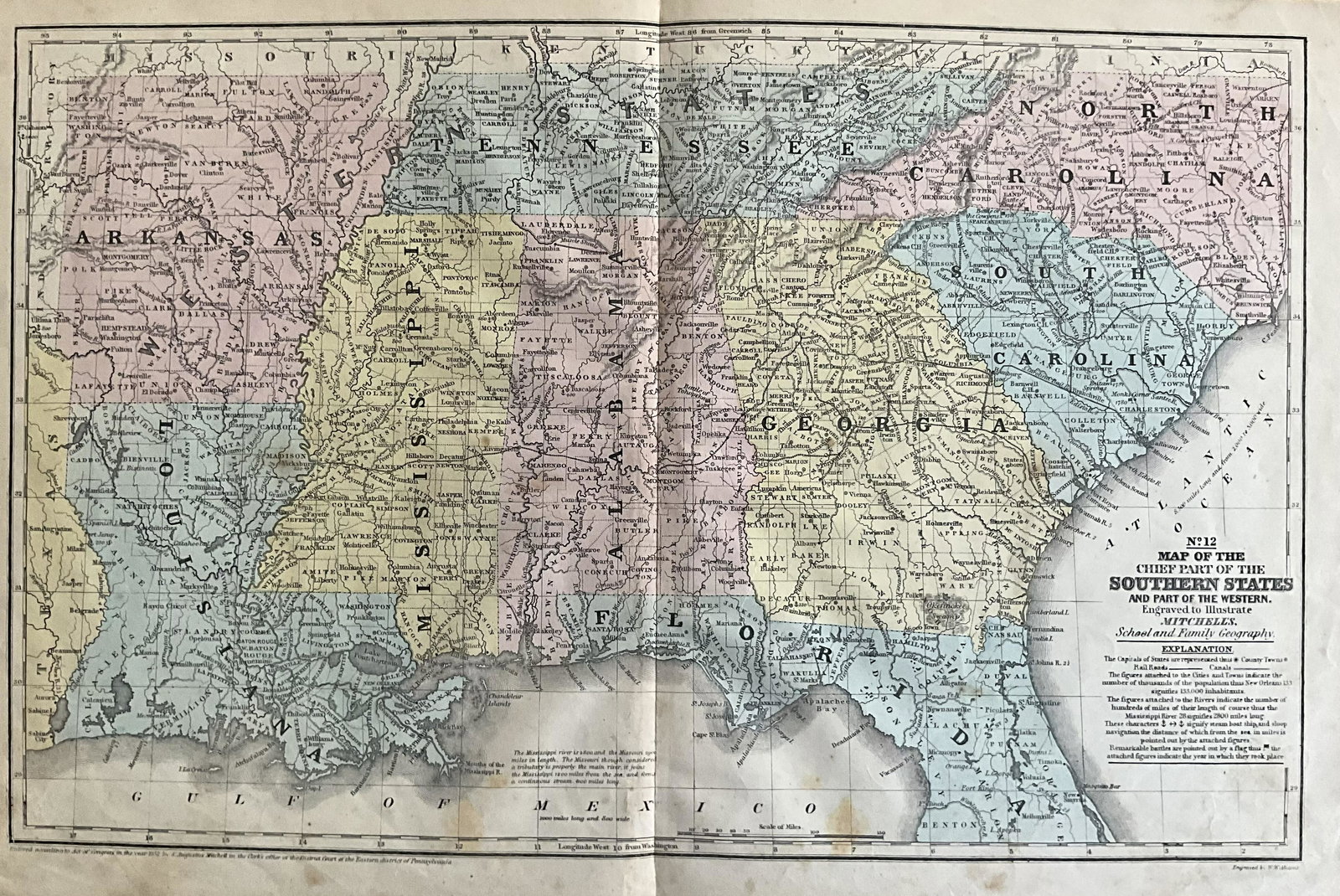 1856 Southern States Map by Mitchell (1 of 1)