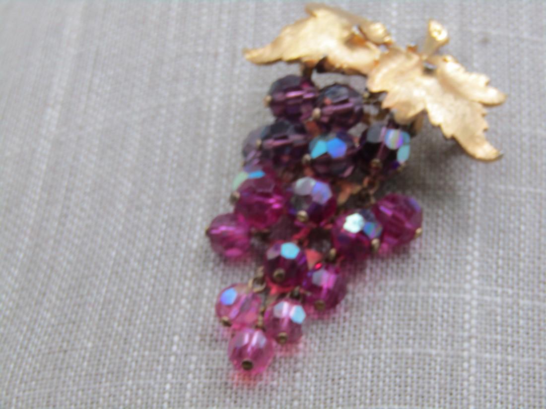 Vintage Purple & Pink Aurora Borealis Grape Cluster Brooch (1 of 7)