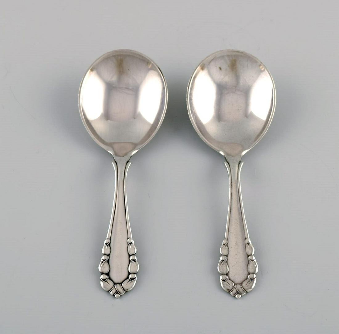 Two Georg Jensen Lily of the Valley jam spoons in sterling silver. Dated 1933-44. (1 of 4)