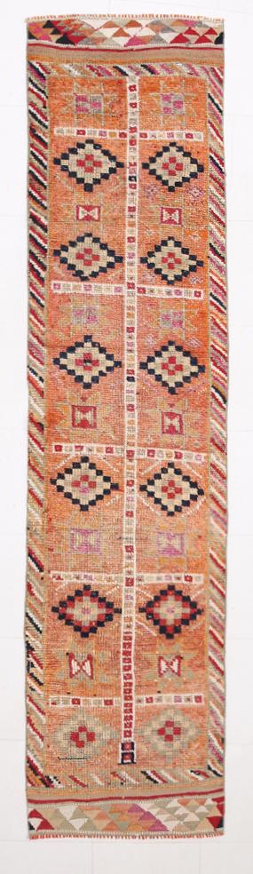 2' x 10' Vintage Herki Runner Rug - 23413: Title: 2' x 10' Vintage Herki Runner Rug - 23413 Description: Vintage Herki Runner Rug Handmade, handwoven with traditional technique. Low pile, soft rug. Rug Condition: Fully cleaned and ready to use