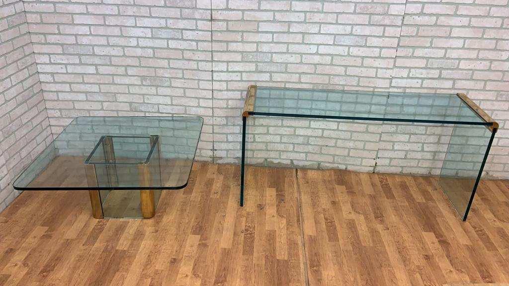 Mid Century Modern Waterfall Coffee Table And Console Table By Leon