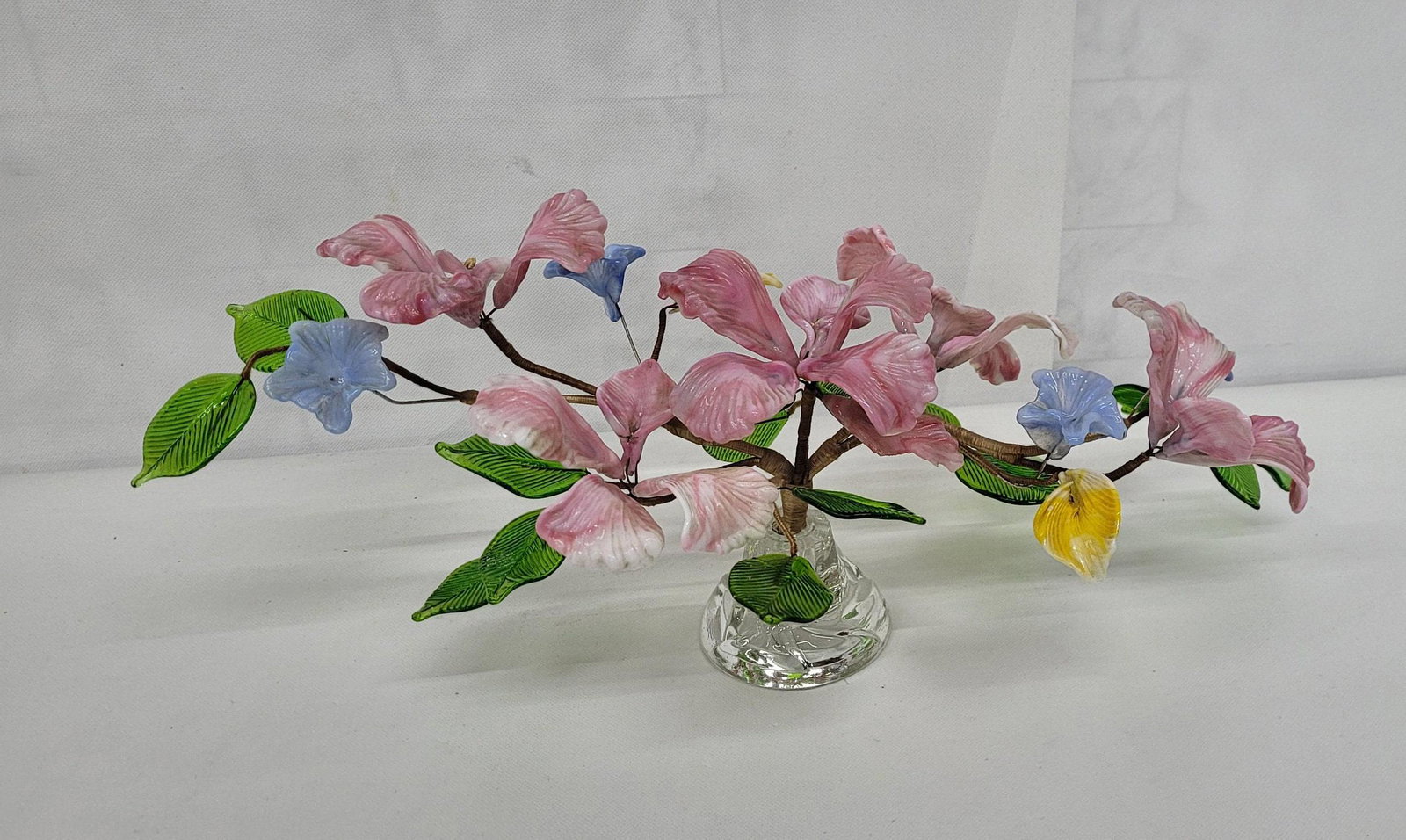 Large Vintage Hand Blown Art Glass Flower Centerpiece Calla Lily Iris Sculpture (1 of 7)