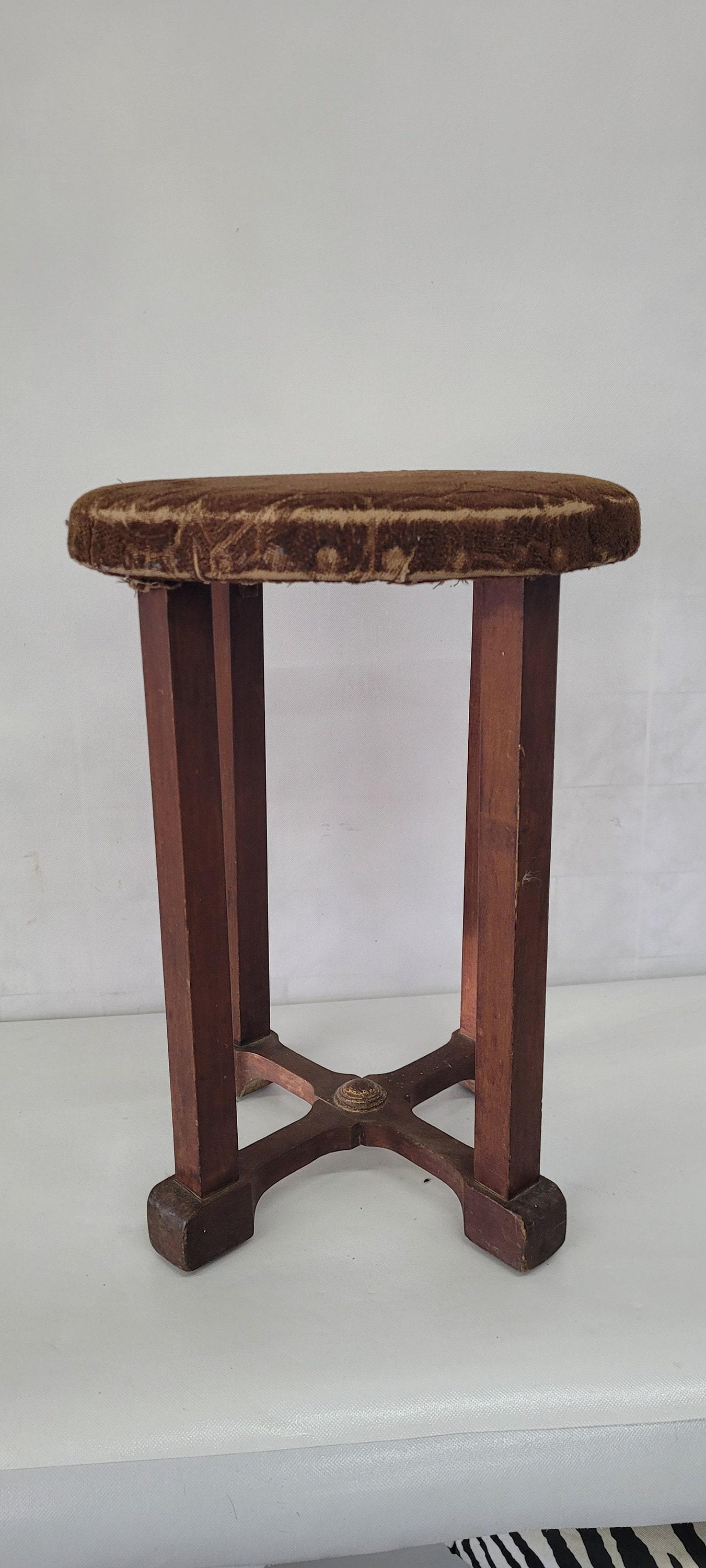 Antique French Country Stool Wood Chain Riser Chair Seat Piano Low Bar Vanity (1 of 9)