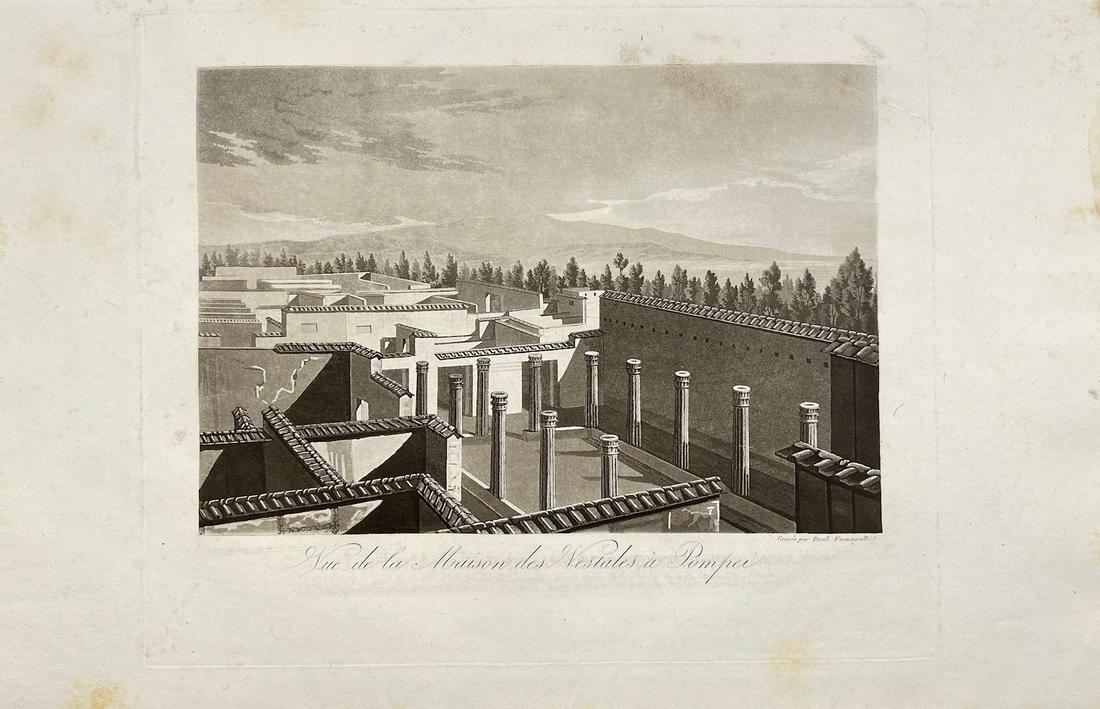 Antique Print - Pompeii -View of the Matison of the Vestal Virgins - Italy 1830: Title: Antique Print - Pompeii -View of the Matison of the Vestal Virgins - Italy 1830 Date/Period: 1830 Material: Paper Dimensions: 18” x 12” inches / 45 cm x 30 cm Description: This orig