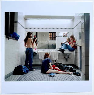 Justine Kurland: Bathroom 1997 from artist series Girl Pictures, 2020: B/W photograph, 6" x 6" signed in pen verso Reserve: $200.00 Shipping: Domestic: Flat-rate of $15.00 to anywhere within the contiguous U.S. International: Foreign shipping rates are determined by dest