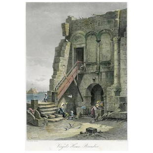 Virgil's House, Brindisi, after C. Werner. Engraved by C. Bertrand (c.1875): Title: Virgil's House, Brindisi. Artist: after Carl Friedrich Heinrich Werner (1808 – 1894). Engraver: C. Bertrand Description: hand colored engraving. Production date: c.1875. Plate mark: 26,5x