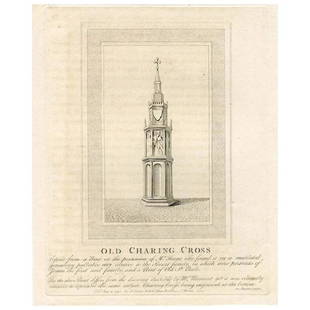 The Old Charing Cross. John Thomas Smith (1791-1800): The Old Charing Cross is one of 95 engravings bound in volume 'Antiquities of London and its Environs' compiled by John Thomas Smith, also known as Antiquity Smith (1766–1833). 'Antiquities of L