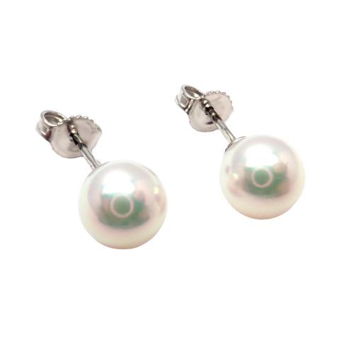 Mikimoto 18k White Gold 7.5mm Pearl Stud Earrings Box Papers (1 of 3)