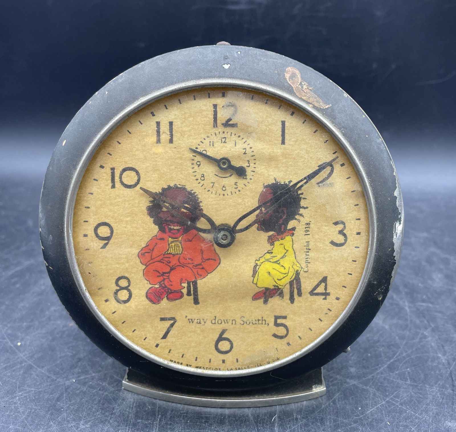 VINTAGE BLACK AMERICANA "WAY DOWN SOUTH" 1938 Alarm Clock (1 of 8)