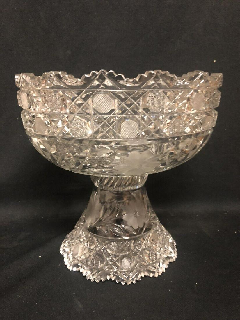 American Brilliant Cut Glass 2pc Punch Bowl (1 of 7)