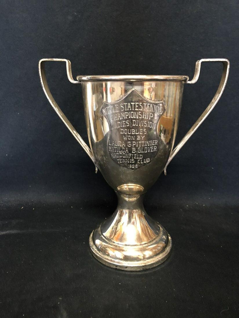 1928 9” Middle States Ladies Tennis Loving Cup Trophy: It measures 9” x 8” and is dated 1923. It has wear as shown in the photos Shipping: Domestic: Flat-rate of $15.00 to anywhere within the contiguous U.S. International: Foreign shipping rat