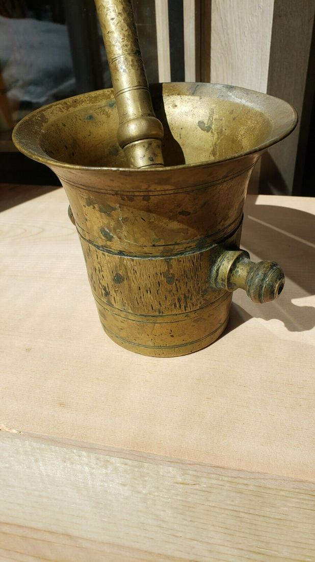 17th 18th century mortar and pestle brass 5" (1 of 4)
