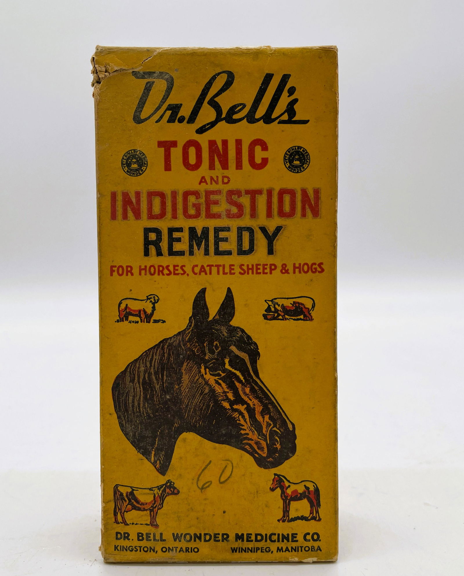 ANTIQUE DR BELLS HORSE VET REMEDY BOX VETERINARY ADVERTISING (1 of 8)