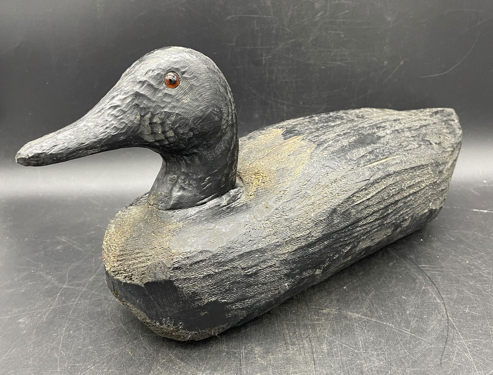 PRIMITIVE UNSIGNED CARVED WOOD DUCK DECOY (1 of 8)