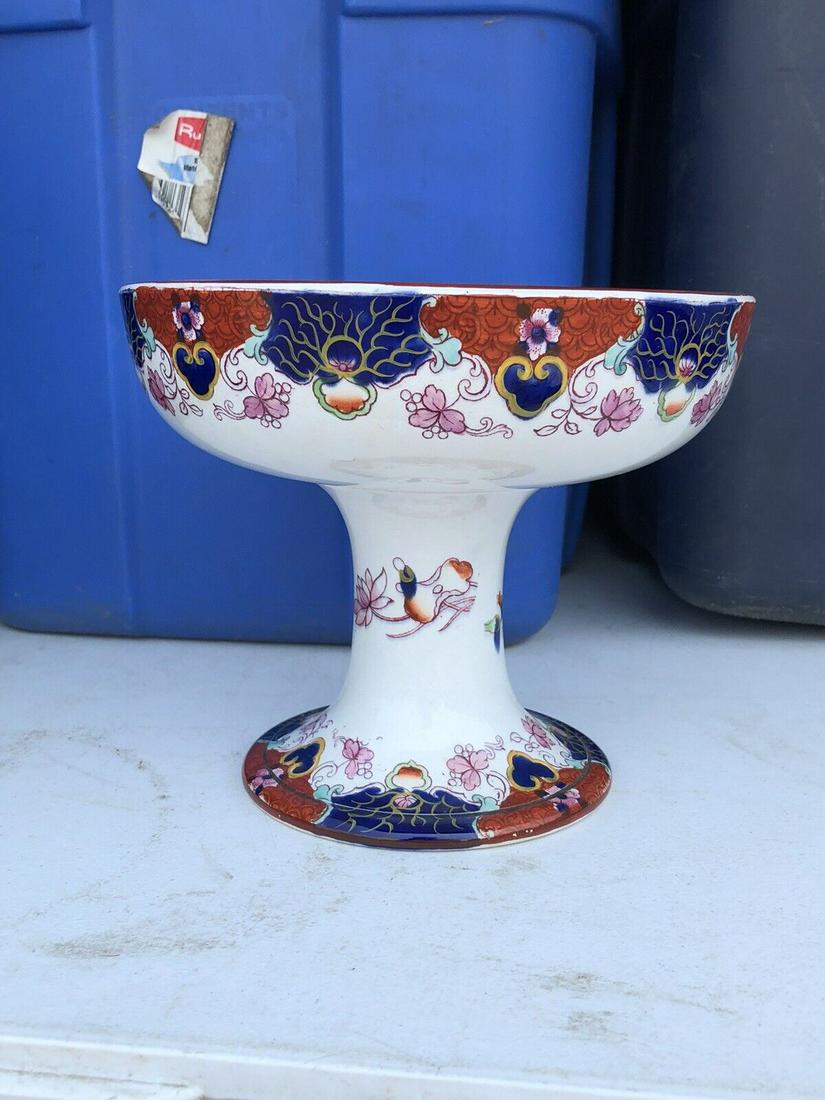 Flow Blue Polychrome Compote (1 of 3)