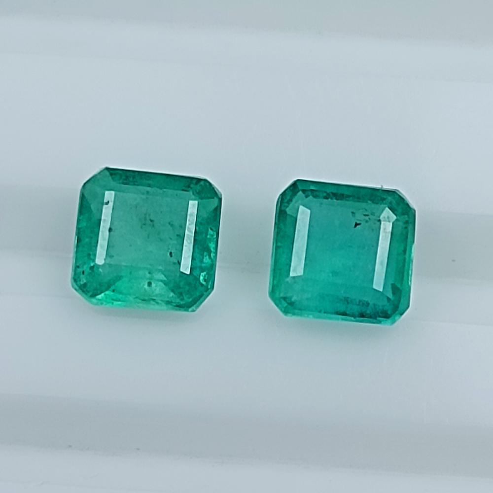 1.93 Ctw Natural Zambian Emerald Square Pair (1 of 2)