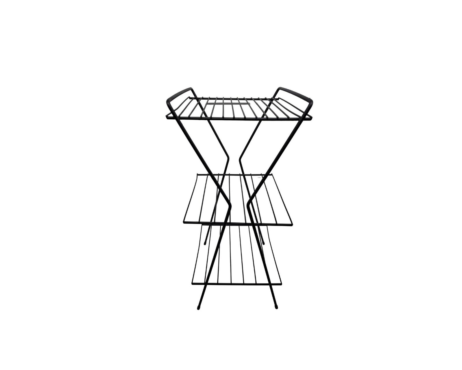 Mid Century Modern Black Metal Telephone Table or Vintage Plant Fern Stand 3 Tier Small Petite (1 of 6)