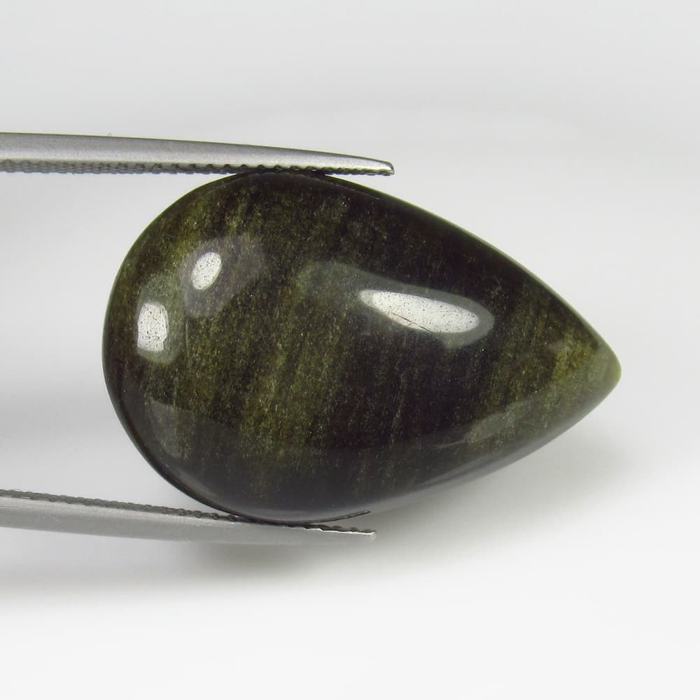 19.34 Ct - Natural Obsidian: No Reserve! Title/Content: 19.34 Ct - Natural Obsidian GemstoneObsidian Weight: 19.34 Dimensions: 28.0 x 18.0 x 6.1 mm Description: Pieces : 1 No's / Shape : Pear Cab / Color : Grey / Clarity : Opaque