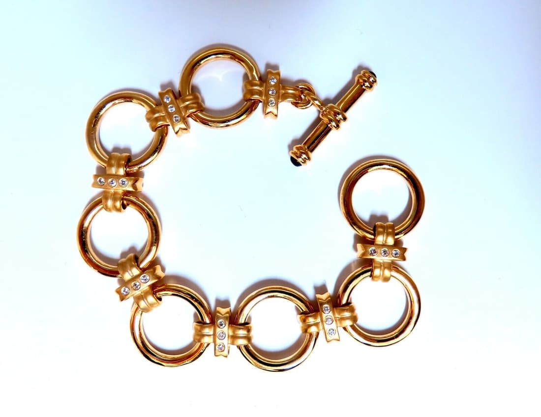 .35ct Natural Round Diamonds Circle Link Toggle Bracelet 14kt (1 of 6)