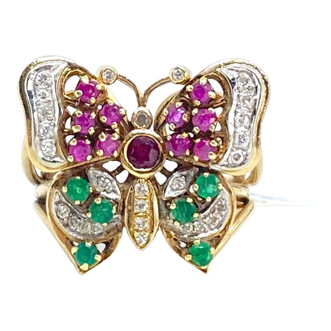 14k Diamond and Gemstone Butterfly Ring (1 of 8)