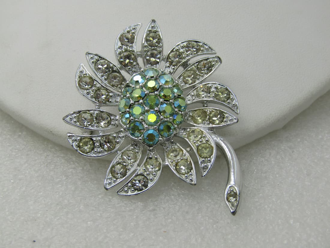 Vintage Floral Rhinestone Brooch, Sarah Coventry, 1960's-1970's (1 of 6)