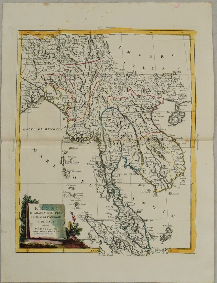 1775 Zatta Map of Southeast Asia -- Regni D'Aracan Del Pegu Di Siam Di Camboge E Di Laos . . . (1 of 1)