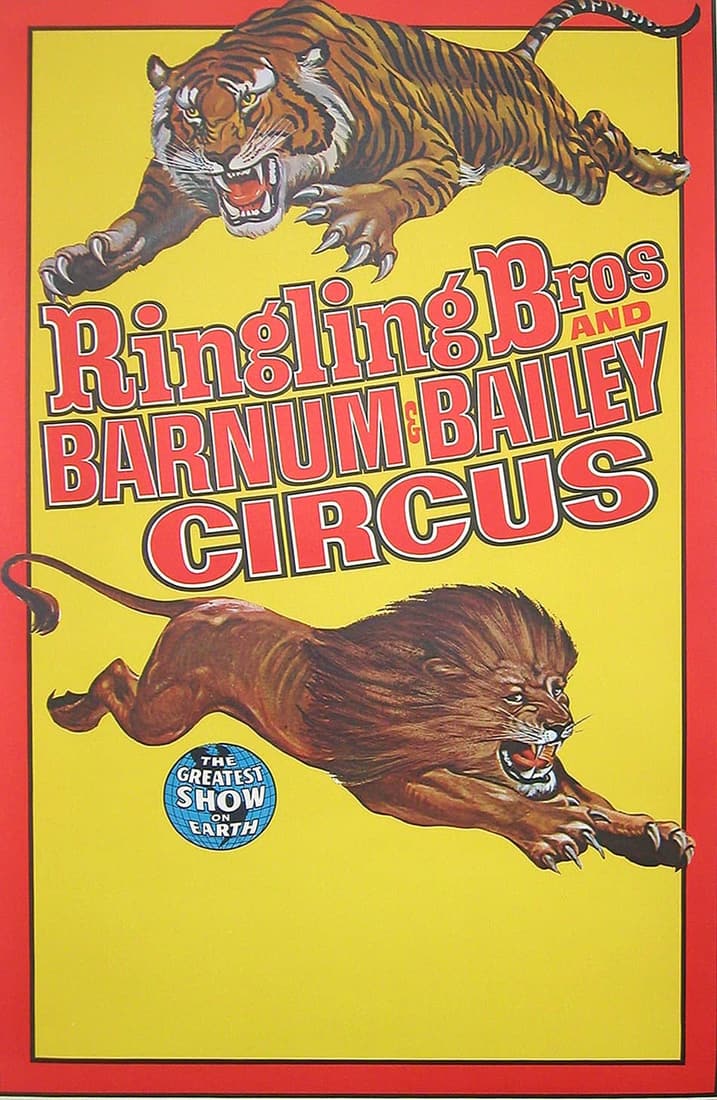 Ringling Brothers Barnum and Bailey Circus Original Vintage Poster Lion and Tiger (1 of 1)