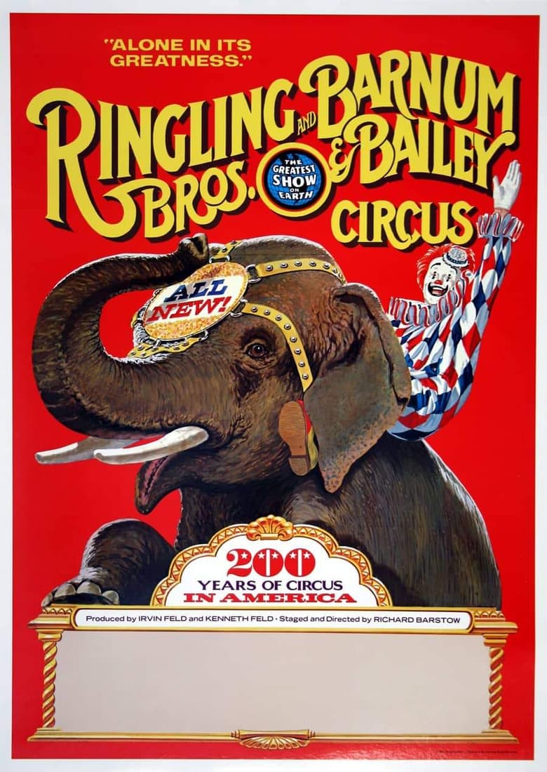 Ringling Bros. Barnum and Bailey Circus Original Vintage Poster - 200 Years Clown Riding an Elephant (1 of 1)