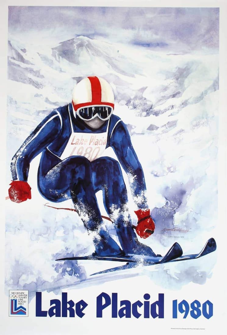 Lake Placid Winter Olympics 1980 - Skier Original Vintage Poster by John Gallucci (1 of 1)