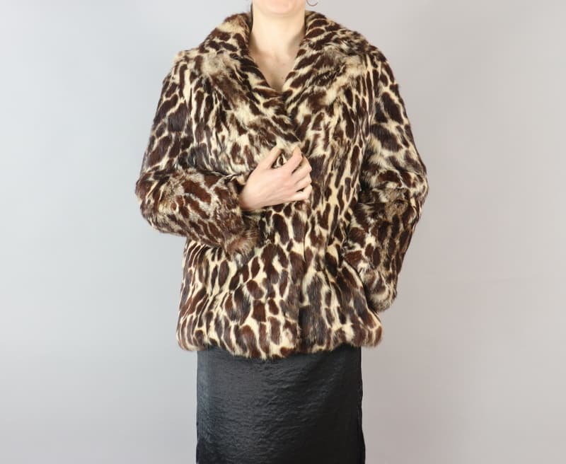 LEO PRINT LAPIN FUR JACKET EU: M; US: 12 (1 of 8)