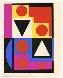 Auguste Herbin pochoir "Non": Medium: color pochoir. Printed in Paris for the Temoignages pour l'art abstrait project (Witnesses for Abstract Art), published in 1952 by Editions d'Art d'Aujourd'hui in an edition of 1500. The sheet