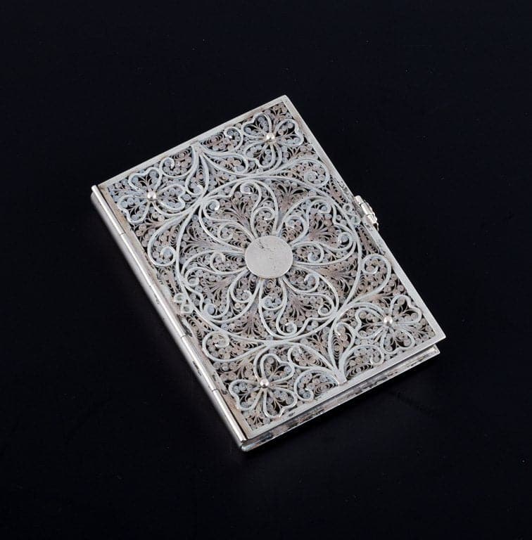 Russian Cigarette case, in silver with filigree work. (1 of 7)