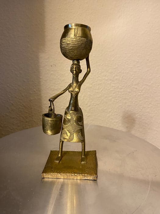 Vintage African Tribal African Brass Figurine, 7” (1 of 6)