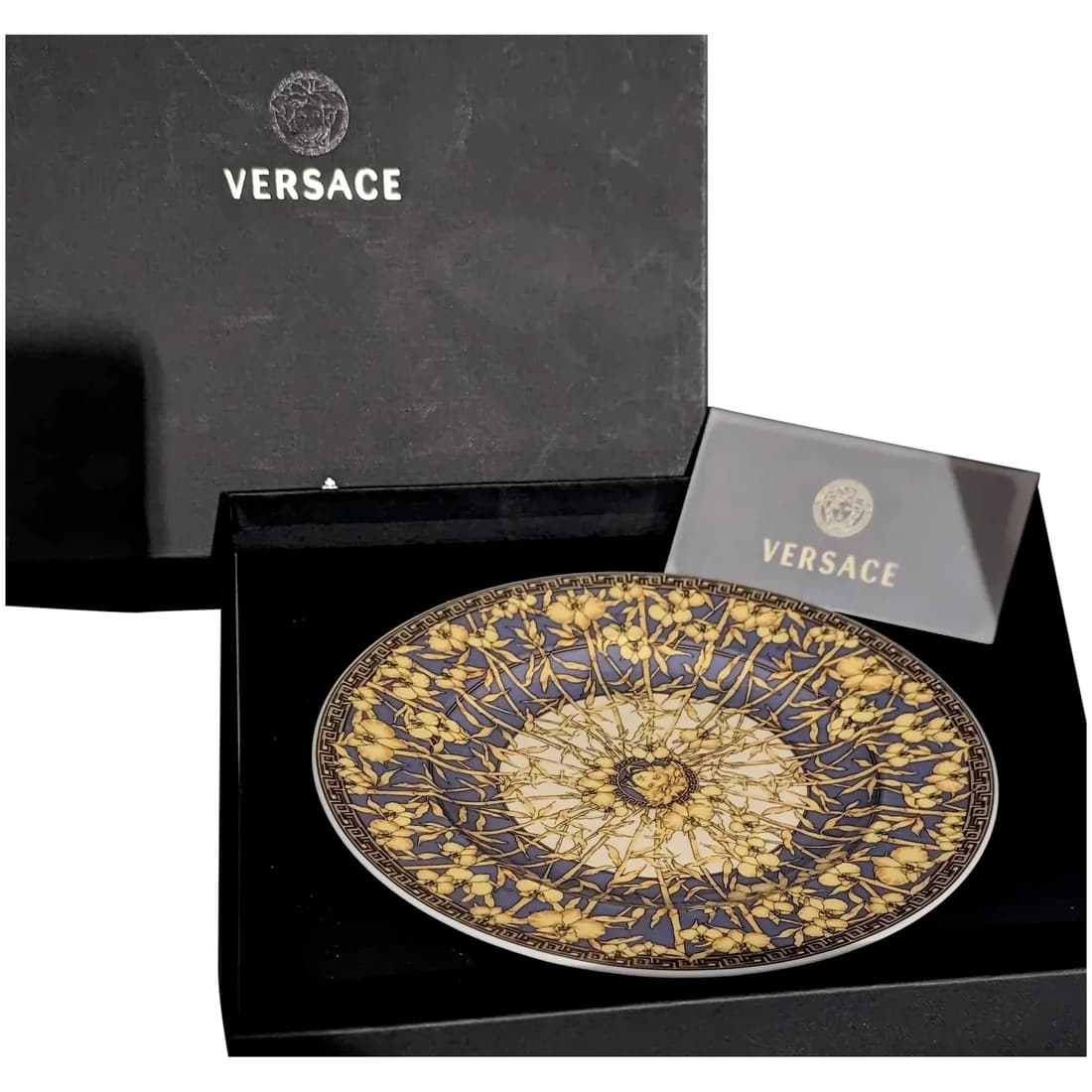 Versace Rosenthal rare Floralia Medusa Gold - Dish, Cake or wall plate with box and certificate, (1 of 11)