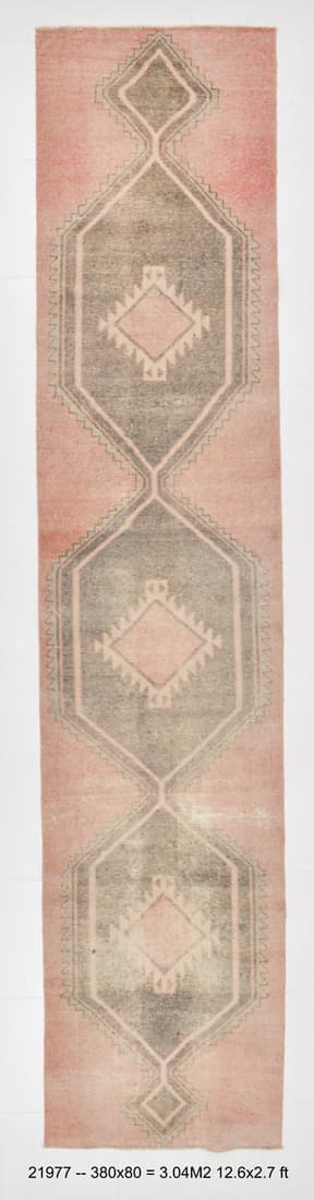 2' x 12' Vintage Turkish Runner Rug - 21977: Title: 2' x 12' Vintage Turkish Runner Rug - 21977 Description: Vintage Turkish Runner Rug Handmade, handwoven with traditional technique. Low pile, soft rug. Rug Condition: Fully cleaned and ready to
