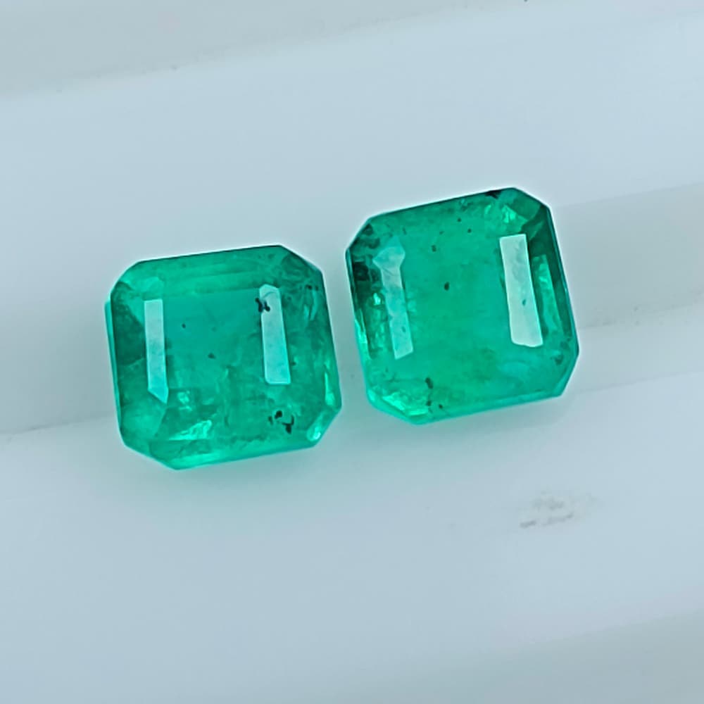 1.54 Ctw Natural Zambian Emerald Square Pair (1 of 2)