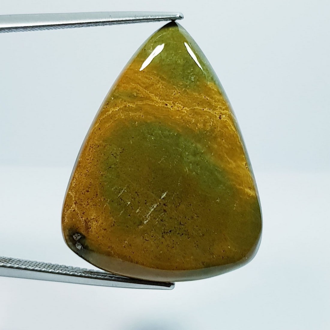 27.05 ctz" Natural Ocean Jasper: No Reserve! Title: 27.05 ctz" Natural Ocean Jasper Color/Clarity: Green / Opaque Gemstone: Jasper Carat Weights: 27.05 Size: 30.25 x 23.45 x 4.90 Additional Information: Pear / Brazil Shipping: Domest