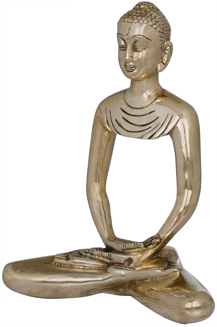 9" Stylized Buddha - Tibetan Buddhist In Brass | Handmade | Made In India: Title: 9" Stylized Buddha - Tibetan Buddhist In Brass | Handmade | Made In India Description: 9.70 inch Height x 8.00 inch Width x 4.00 inch Depth. â€˜Budhâ€™ means to awaken from the materia