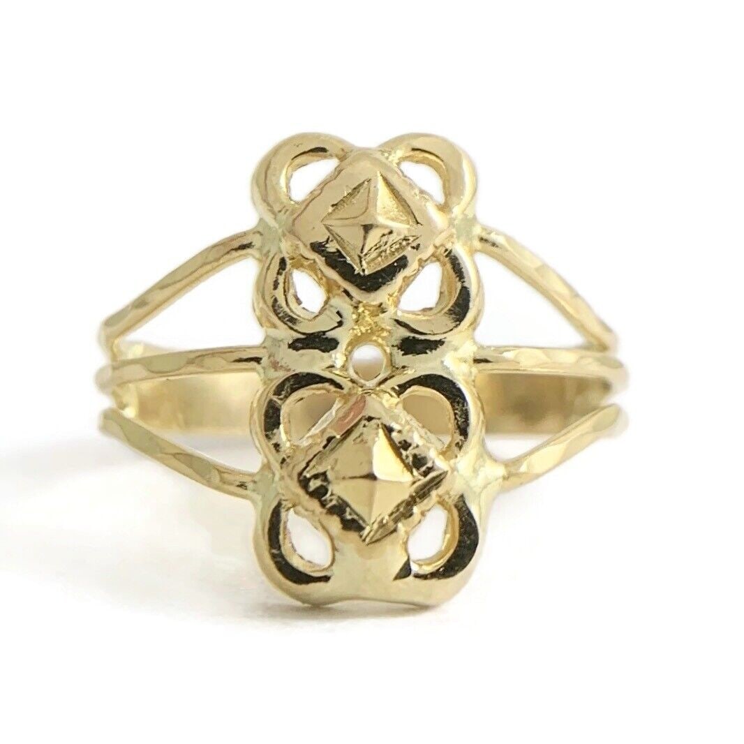 Vintage Double Decker Split Shank Statement Ring 22K Yellow Gold, 2.45 Grams (1 of 8)