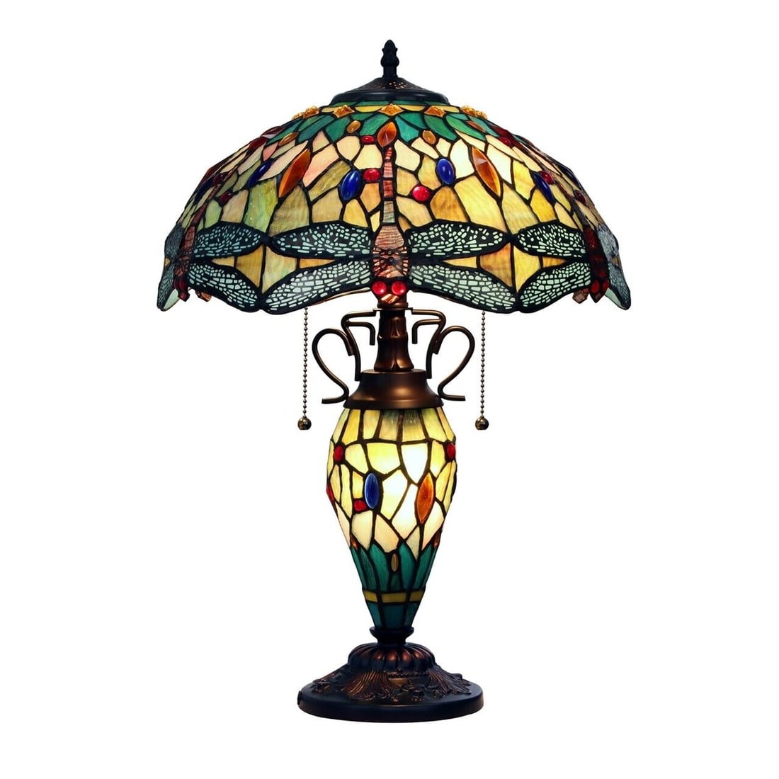 23" Stained Glass Dragonfly Lighted Base Table Lamp (1 of 7)