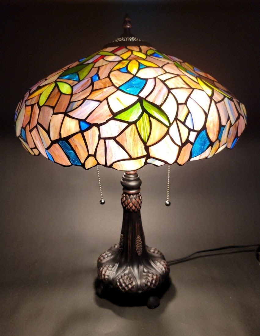 22" Stained Glass Wisteria Floral Table Lamp (1 of 14)
