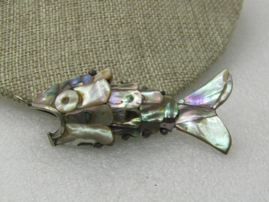 Vintage Abalone Articulated Fish Pendant/Bottle Opener, 3.25" Long, 1950's-1960's (1 of 6)