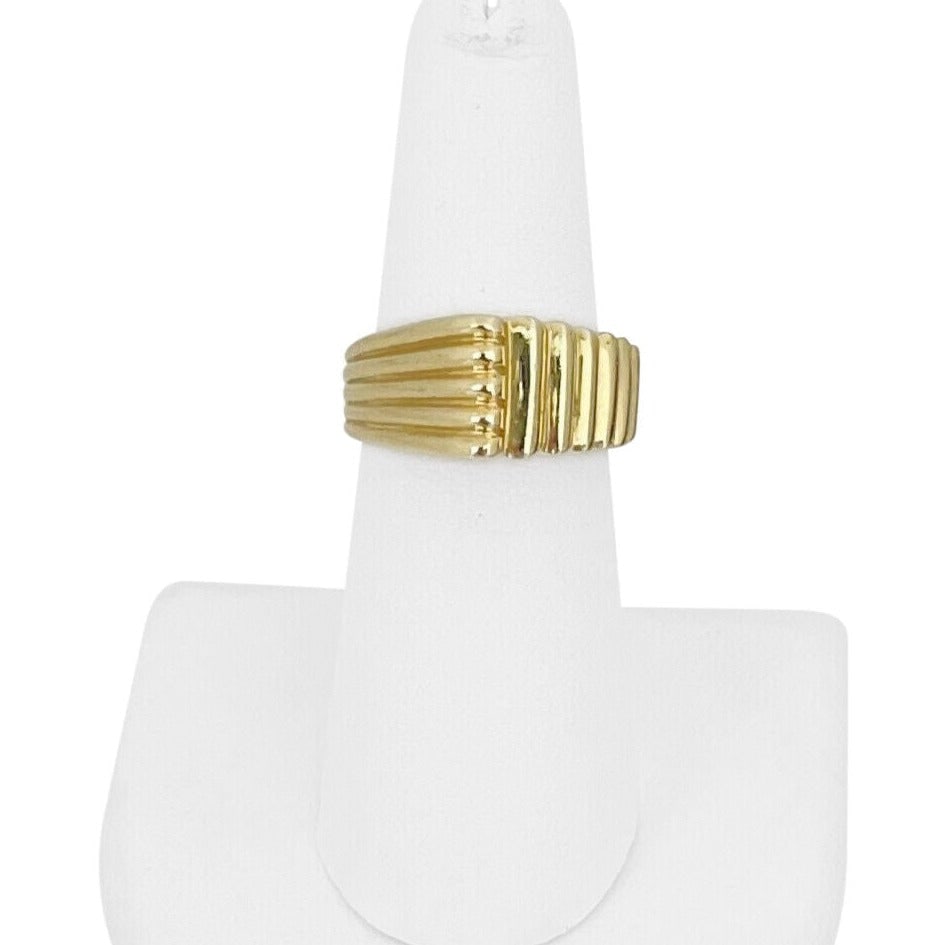 14k Yellow Gold 8g Ladies Ribbed Fancy Geometric Ring Size 6 (1 of 4)