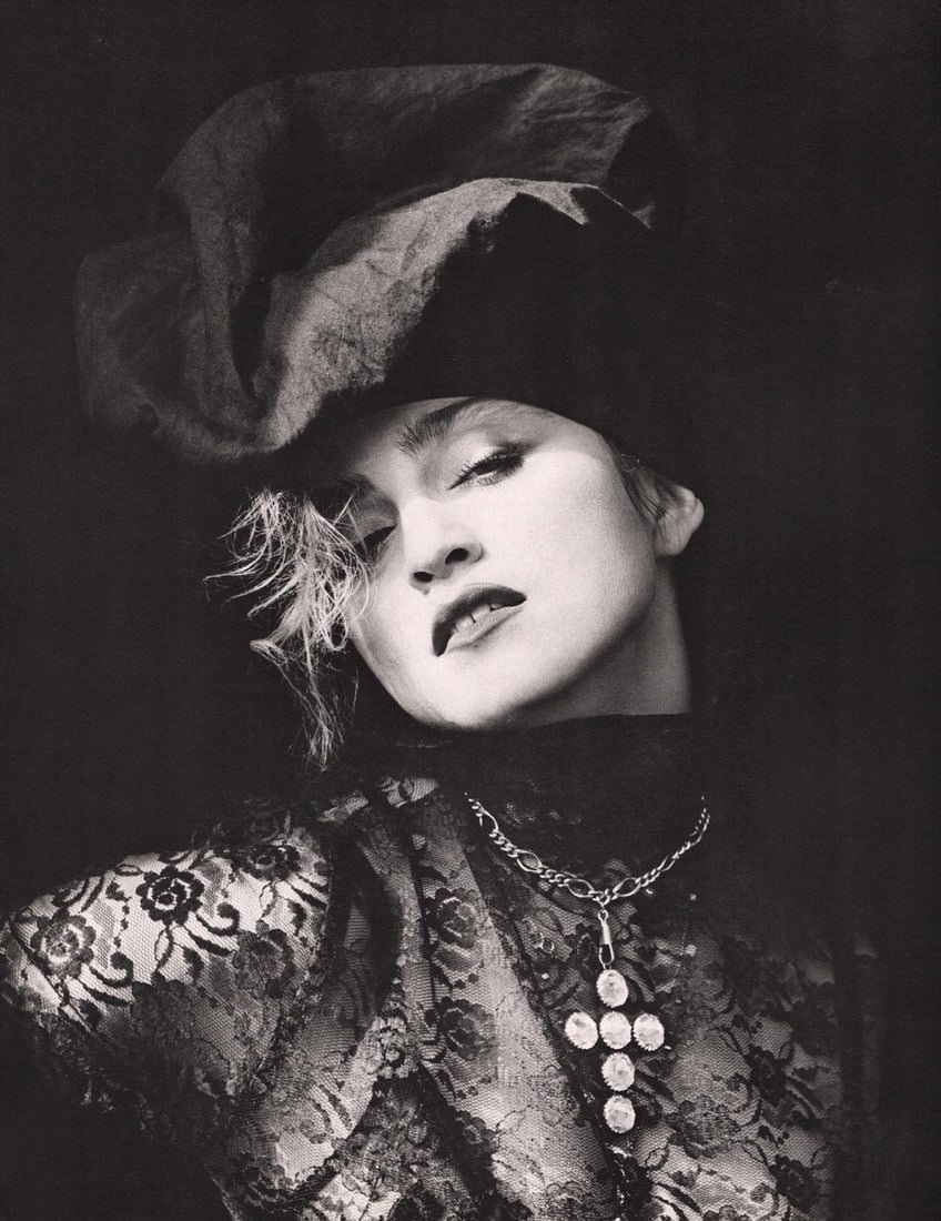HERB RITTS - Madonna: Artist: HERB RITTS Print Title: Madonna Medium: Sheet-fed Gravure from a limited edition of 6000 copies Printing Date: 1980's Printed in Japan Image Size approx: 13 X 10 inches Herb Ritts (1952-2002) 