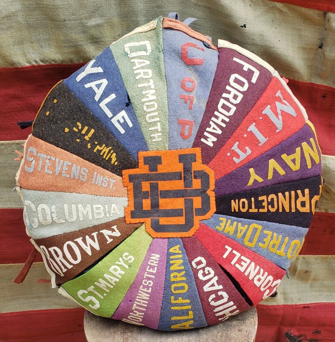 Antique 18 College Pennant Pillow Brown Harvard Yale MIT Yale (1 of 2)