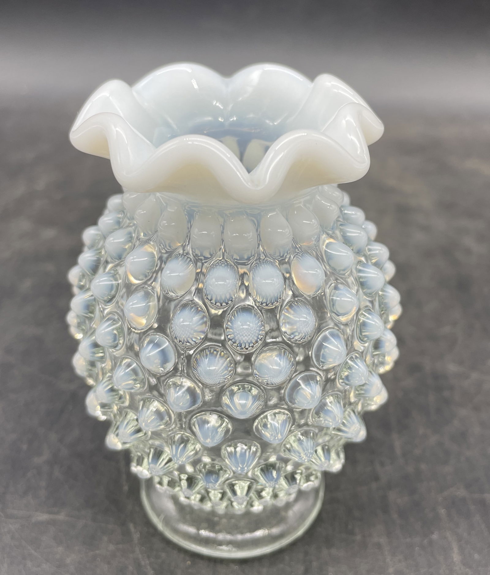 FENTON MOONSTONE HOBNAIL OPALESCENT VASE (1 of 6)