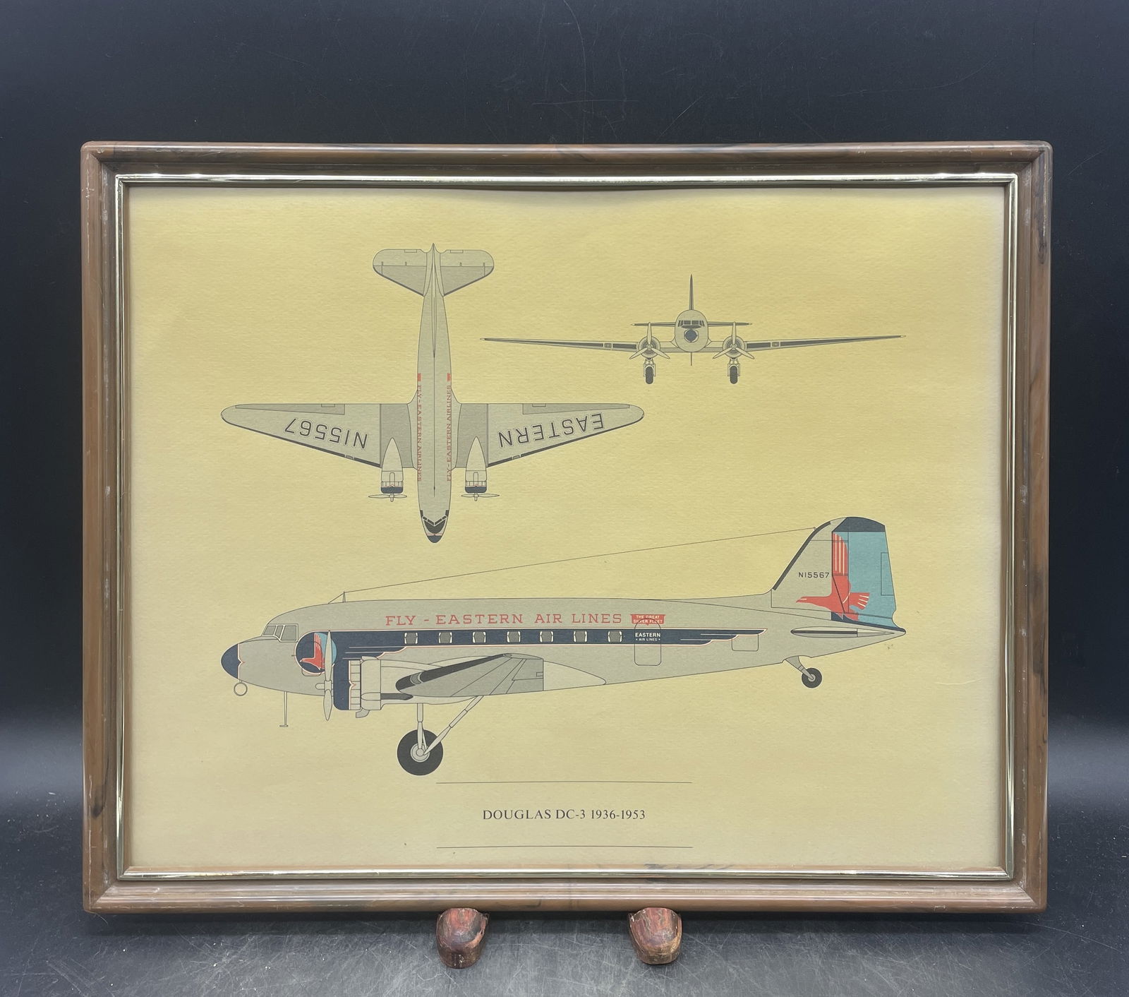 DOUGLAS Douglas DC-3 1936 - 1953 HISTORY OF EASTERN AIRLINES AIRCRAFT PLASTIC FRAME (1 of 7)