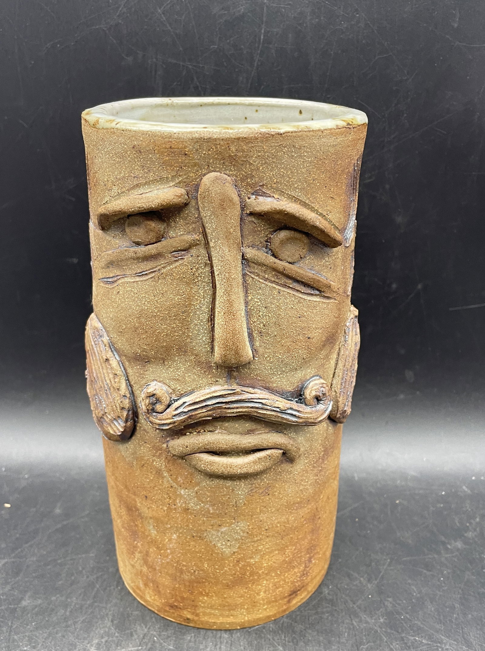 Signed Studio Art Pottery Face Jug Vase (1 of 8)
