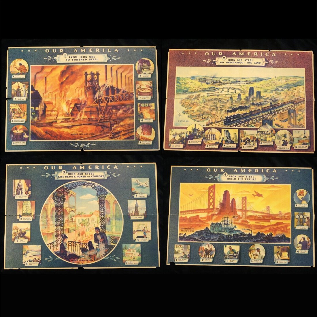 1943 Coca Cola Our America Steel Poster Set and Workbook (1 of 14)