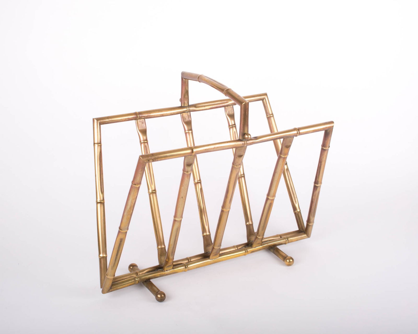 Vintage brass magazine rack brass faux bamboo Maison Bagues (1 of 4)
